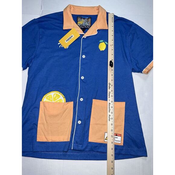Knickerbocker Vintage Design Shirt Men’s Size L Blue Lemon Tony Retro Button Up - Picture 10 of 16